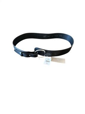 NWT J.JILL Y2K Black Fine Italian VTGE Leather Belt M/L Silver finished hardware